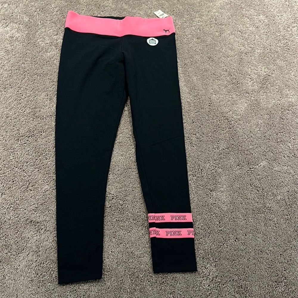 PINK yoga leggings! Victoria secret NWT black and pink size M